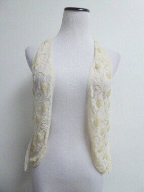 MOYNA lace vest ANTHROPOLOGIE beaded ruffles dress racer back Top S party